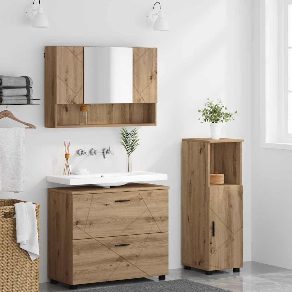 Bathroom Furniture Set 3 pcs Artisan oak 76.5 x 35 x 64 cm